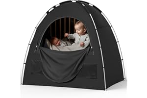 G TALECO GEAR Blackout Sleep Tent, Portable Pack N Play Blackout Cover, Breathability Sleep Pod with Monitor Pouch and Fan Pouch,Travel Blackout Curtains for Baby, Blocks 95%+ Light