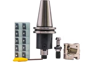 SEFHLI 1.97In/50mm Cutting Diameter 90° Cutting 4 Flute Indexable Face End Mill Shell Cutter 400R-50-22-4T, Shank Face End Mill Holder CAT40-FMB22-60 with 10Pcs APMT1604 Carbide Inserts and 45° Pull Stud