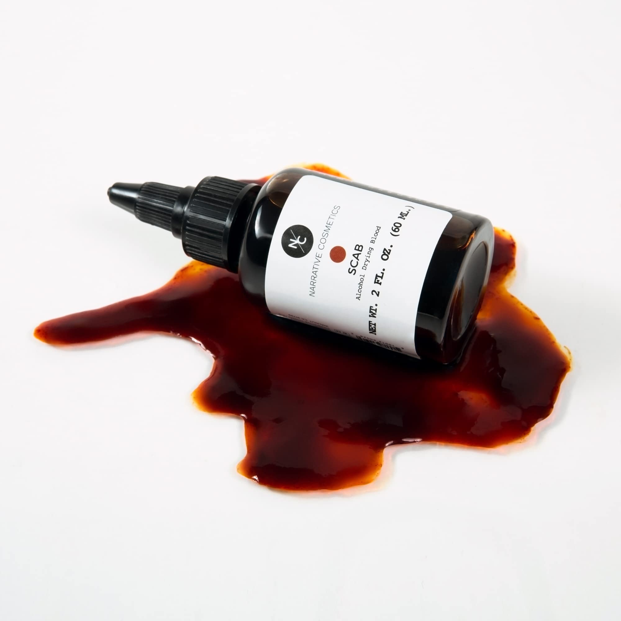 Narrative Cosmetics Alcohol Drying Blood, Ultra-Realistic Fake Liquid Blood, SFX Makeup for the Stage, Film, Halloween, and Cosplay - Scab 2oz