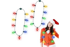 LNCOJOLM Light Up Necklace Rainbow Bulbs for Party Favor, Flashing Toy Photo Prop for Birthday Wedding Rave Carnival Christmas Party Decoration, LED Bulb Necklace for Kids Adults, Party Favors Supplies