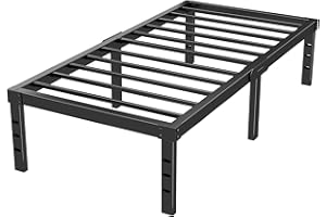 OLALITA 18 Inch Black Twin Bed Frame - Sturdy Metal Platform Bed Frame Twin Size Easy Assembly, Heavy Duty, No Box Spring Needed (Industrial 18", Twin)