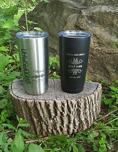 Set of 2 Personalized Polar or YETI Insulated Mugs, Groomsmen Gifts, Best Man Gift, Groomsman Gift, Bridesmaid Gifts - ENGRAVED not a decal.