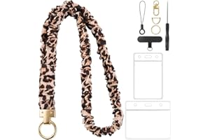 Scrunchie Teacher Lanyard with ID Card Holder for Keys,Keychain,Retractable Stretchy Phone Strap,Gift for Women,Man