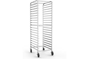 TenUp 20-Tier NSF Aluminum Sheet Pan Rack, Commercial Bakery Cooling & Storage Cart with Wheels, Heavy-Duty Bun Rack – 26" L x 20" W x 69" H