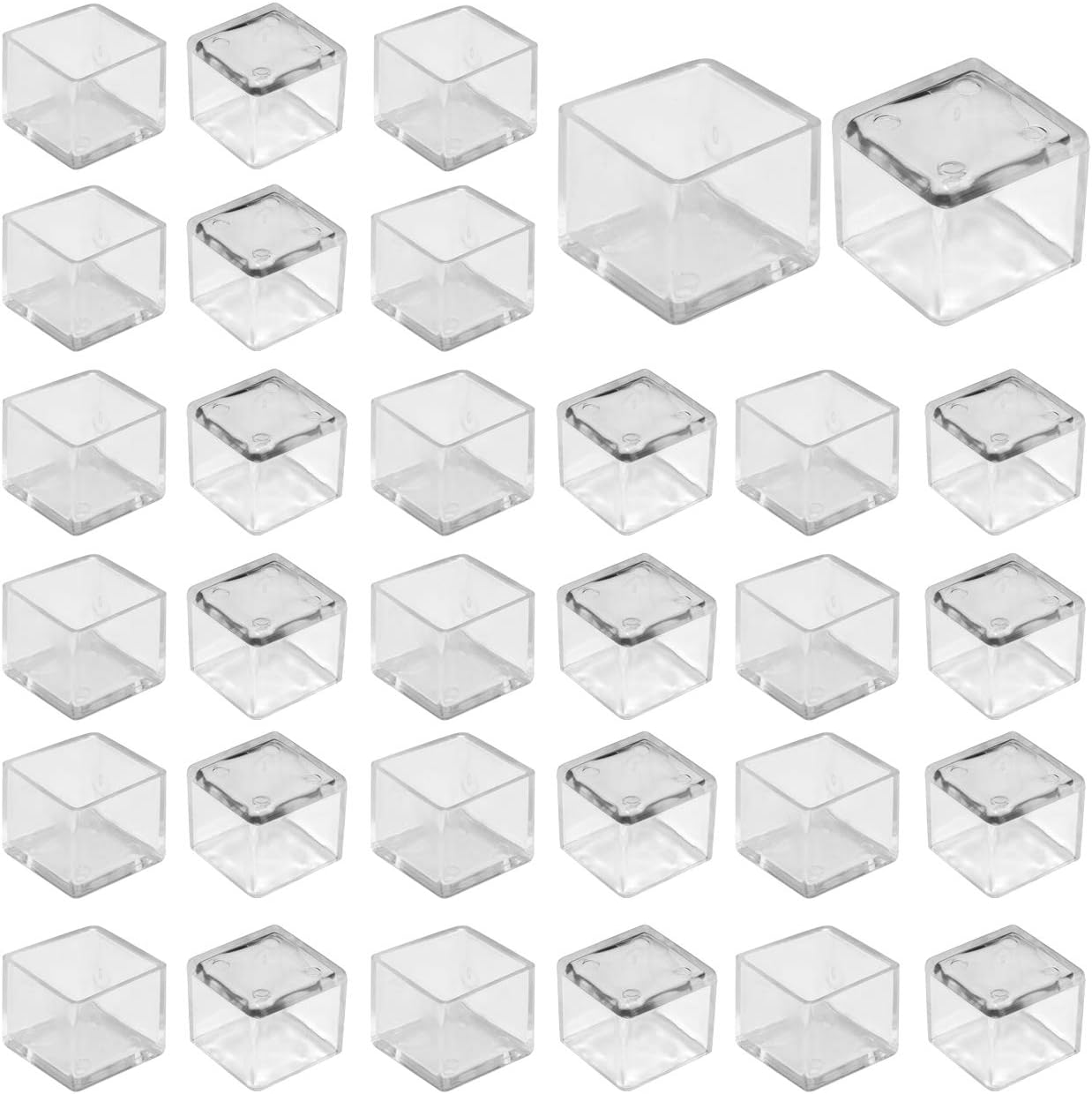 1” x 1” Square Chair Leg Caps, WarmHut 32pcs Transparent Clear Anti-Slip 1 Inch Chair Leg Floor Protectors Chair Table Bar Stool Leg Covers Furniture Leg Cube Feet