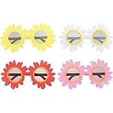 PACKOVE Sunflower Sunglasses for Women 4Pcs Funny Party Glasses Props Lightweight Plastic Hawaii Holiday Dance Accessories Beach Photo Booth Eyewear