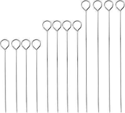 Karjiaja 12 PCS Stainless Steel Kebab Skewers Reusable Metal BBQ Grilling