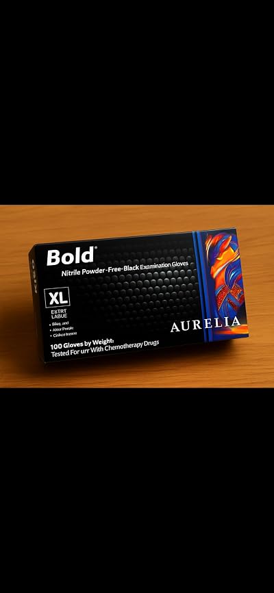 Aurelia Nitrile Gloves Powder Free Black Large 100 PK 73998 EN455