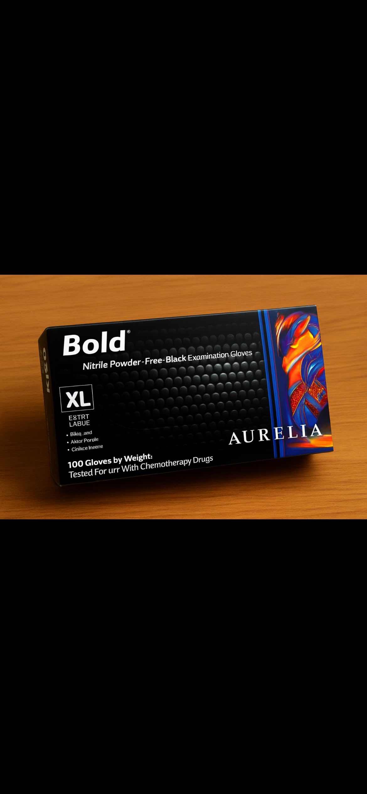 NITRILE GLOVES, POWDERFREE, BLK, L PK100 73998 By AURELIA