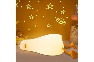 LIGHTZZ Duck Night Light for Kids, Cute Leisure Lying Duck Lamp for Nursery, ABS+SIL, Touch Control, Portable and Rechargeable Dimmable, Birthday Xmas Gifts for Boys Girls