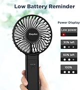 EasyAcc Handheld Fan Portable USB Fan 4 Speed 4000RPM 2600mAh Battery Black view 3