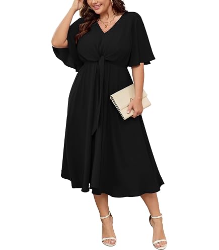 Ava & Viv Women's Plus Size High-Low Tie Waist Dress (Navy, 4X) at Amazon Women's Clothing store