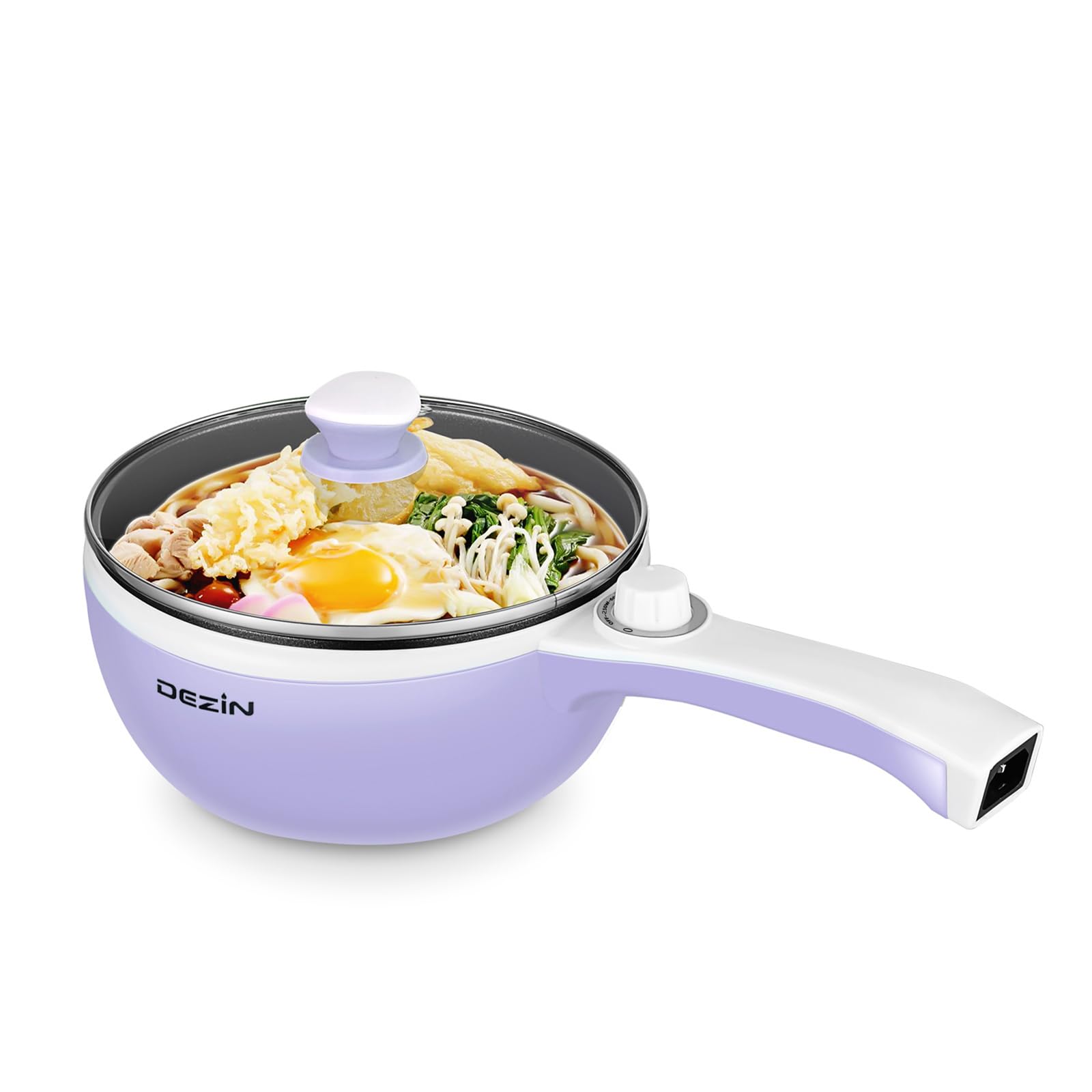Dezin Hot Pot Electric Upgraded, Non-Stick Sauté Pan, Rapid Noodles Electric Pot, 1.5L Mini Portable Hot Pot for Steak, Egg, Fried Rice, Ramen, Oatmeal, Soup with Power Adjustment