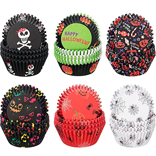 600 Pieces Halloween Cupcake Liners Halloween Pumpkin Colorful Donuts