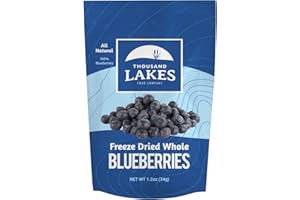 Thousand Lakes Freeze Dried Fruit - Blueberries 1.2 ounces | No Sugar Added | 100% Whole Blueberries
