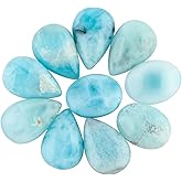 CRYSTALIS 10pcs Natural Larimar 8-10mm, Loose Gemstone, Wholesale Bulk Cabochons, Jewelry Making Supply, Chakra Healing Polished Stones, Wire Wrapping, DIY, Gem Collection, AA+ Grade