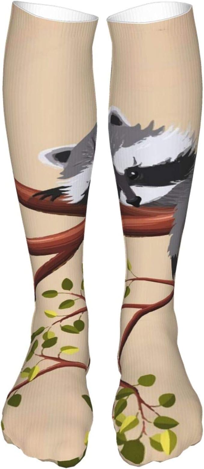 Raccoons Sleeping On The Tree Crew Socks Breathable