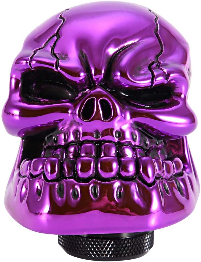 Dweekiy Gear Shift Knob, Skeleton Skull Head Car Modified Gear Shift Knob Stick Lever Shifter Universal(Purple) - Image 3