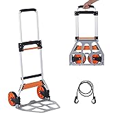 VEVOR Folding Hand Truck, 275 lbs Load Capacity, Aluminum Portable Cart, Convertible Hand Truck and Dolly with Telescoping Ha