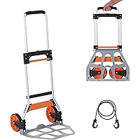 VEVOR Folding Hand Truck, 275 lbs Load Capacity, Aluminum Portable Cart, Convertible Hand Truck and Dolly with Telescoping Ha
