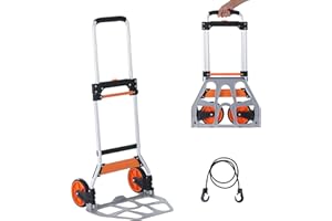 VEVOR Folding Hand Truck, 275 lbs Load Capacity, Aluminum Portable Cart, Convertible Hand Truck and Dolly with Telescoping Ha