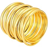 Kokoma Fashion Chunky Statement Rings for Women Multi-Layer Minimalist Stainless Steel Finger Band Ring Chunky Dome Bands Stackable Jewelry