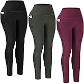 YUDSUD 3 Pack High Waisted Leggings with Pockets for Women Buttery Soft Tummy Control Workout Yoga Pants for Gym Athleisure