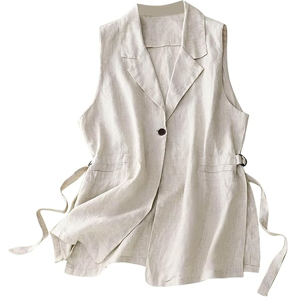 Amazon.com: LMSXCT Women's Cotton Linen Sleeveless Vest Casual