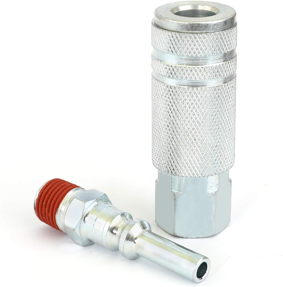 WYNNsky Air Coupler and Plug Kit, 1-PC 1/4'' FNPT Lincoln Type Zinc-Plated Steel Air Coupler and 1-PC 1/4'' MNPT Lincoln Type Plug with Sealant, Air Tools Fittings - - 