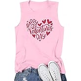 Women Valentines Tank Tops Cute Heart Graphic Shirts Love Letter Print Sleeveless Vacation Day Vacation Tees