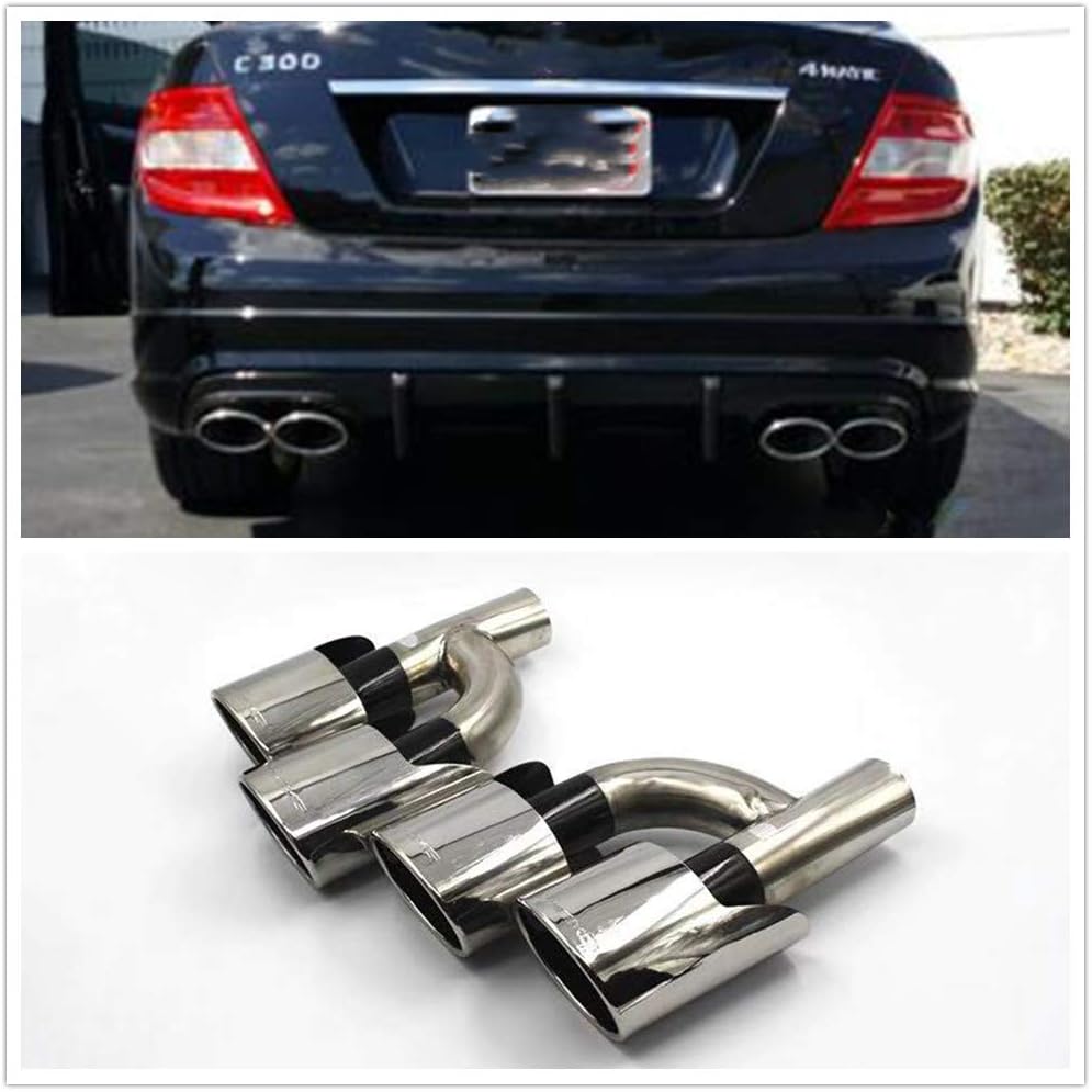 Amazon Com Silver Quad Oval Exhaust Pipe Muffler For Mercedes Benz C W204 W207 W212 W221 A Automotive