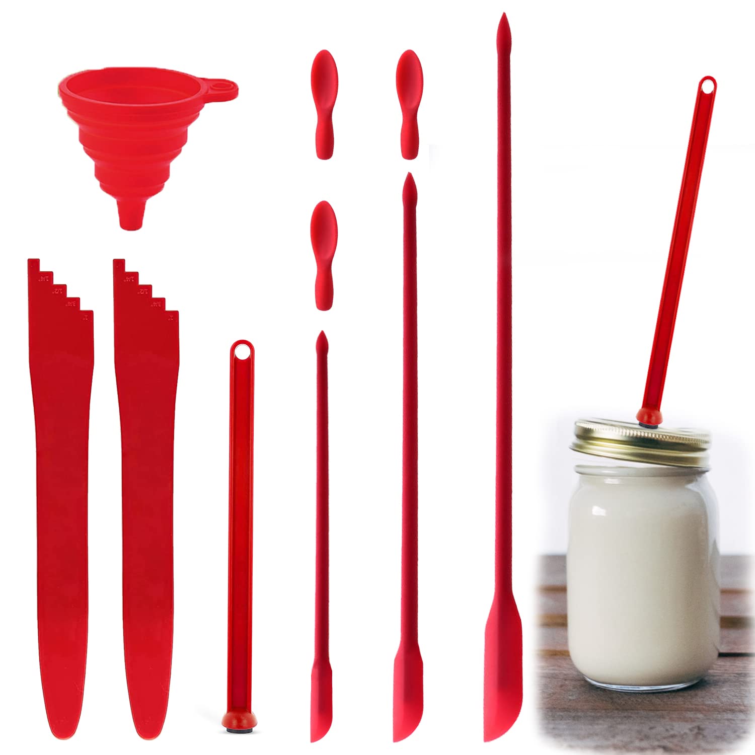 7 Pcs Canning Kit, CNYMANY 2 Canning Bubble Popper Remover, 1 Canning Magnetic Lid Lifter, 1 Mini Silicone Funnel, 3 Silicone Mini Spatula for Jar Cosmetic Bottle, for Kitchen Baking Cooking Mixing