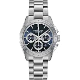 Hamilton Jazzmaster Performer Automatic Men's Watch, 42mm Case | Swiss Made, Blue Dial Analog Watch, WR 100m, Sapphire Crystal, Tachymeter, Stainless Steel Strap, Stainless Steel Case