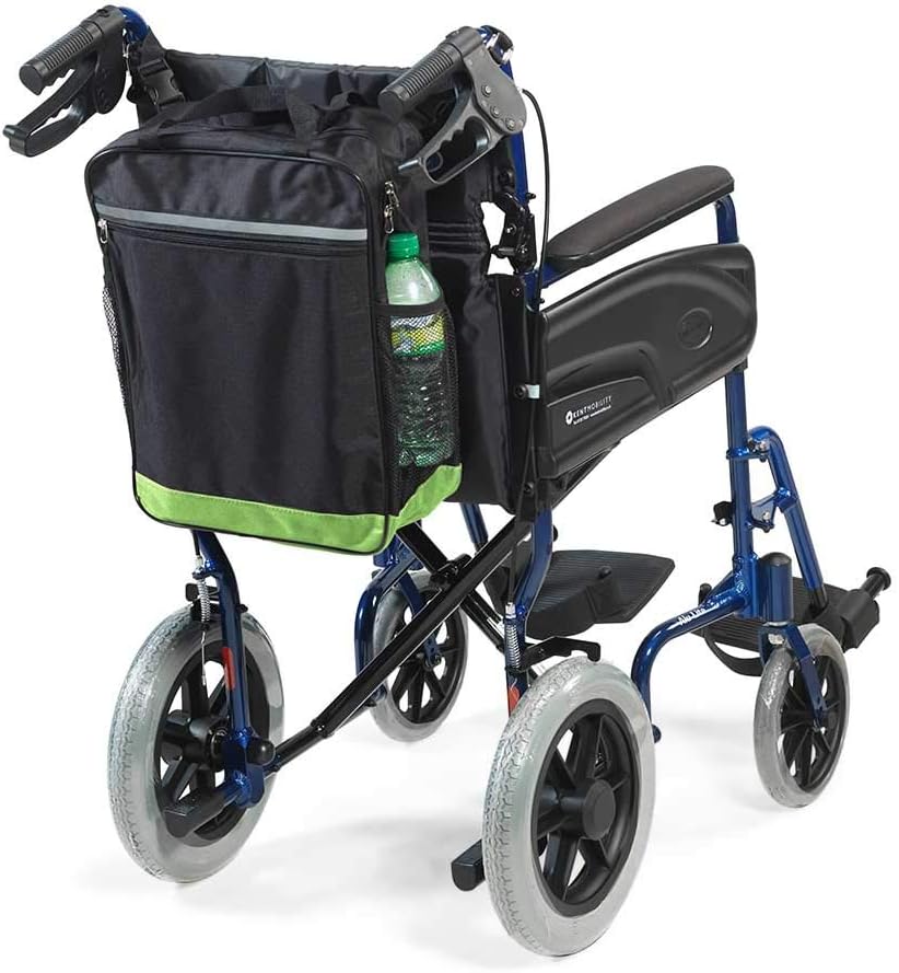 NRS Healthcare Reflective Wheelchair Scooter Bag, Black and Green, 40 cm (H) x 32 cm (W) x 12 cm (D)