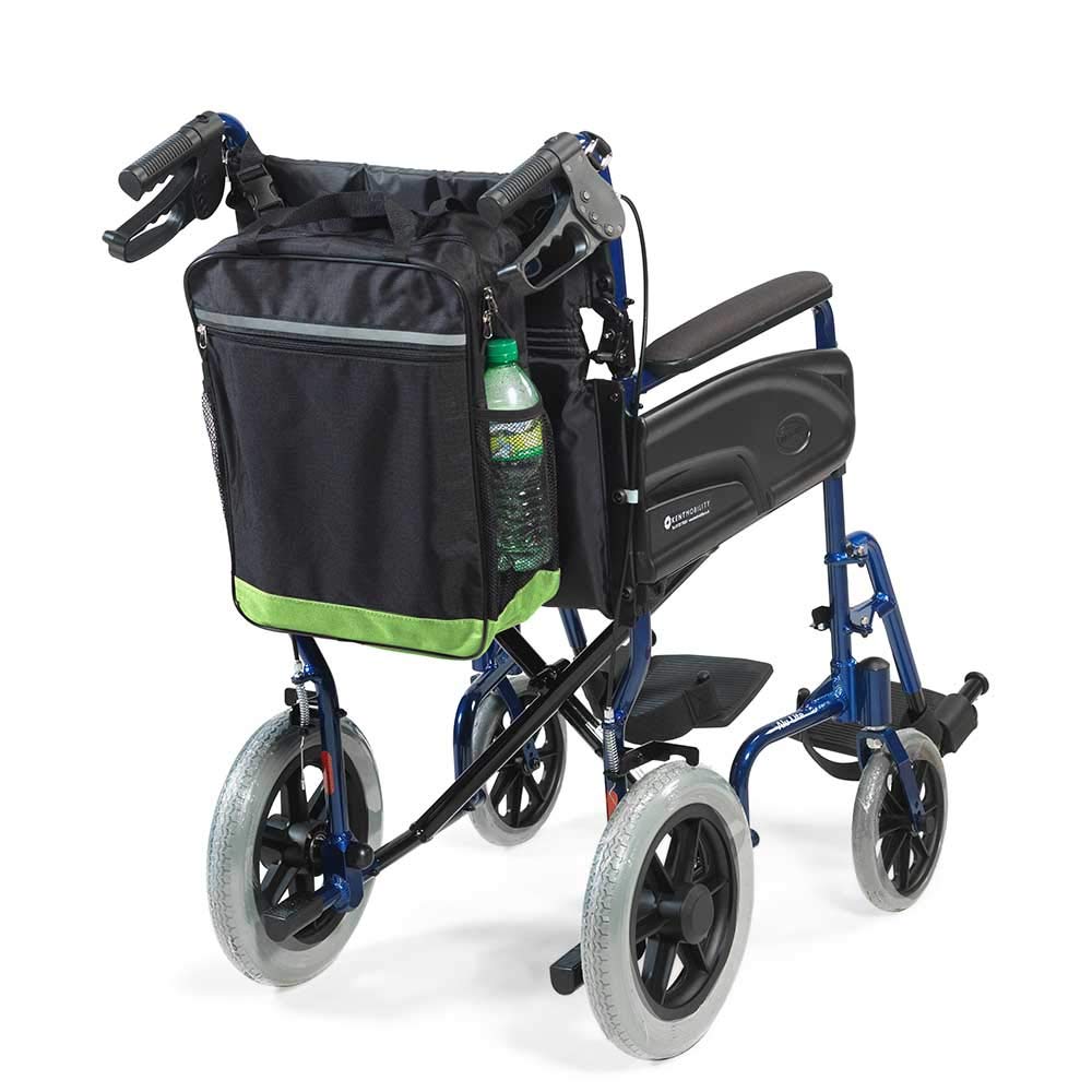 NRS Healthcare Reflective Wheelchair Scooter Bag, Black and Green