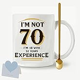 70th Coffee Mugs Birthday Gift for Women Men 11oz, 70 Year Old Valentine Day Gifts, Vintage 1956 Coffee Cup with Spoon, Unique Turning 70 Idea Gifts for Grandma Grandpa Mom Dad Aunt Mugs