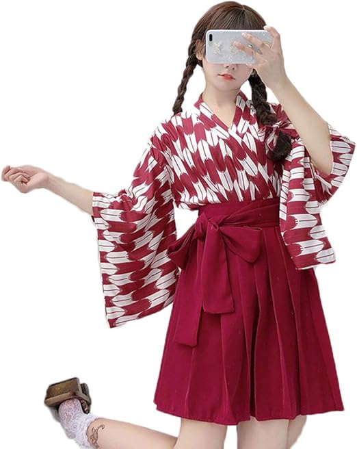 red kimono dress short