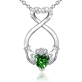 Sariel S925 Irish Claddagh Eternity Love Pendant Necklace Good Luck Jewelry Gift for Women Ladies Birthday