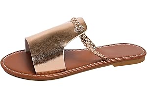 Leather Sandals for Women 2026 Casual Open-Toe Flat Slides Sandals Comfortable Summer Shoes