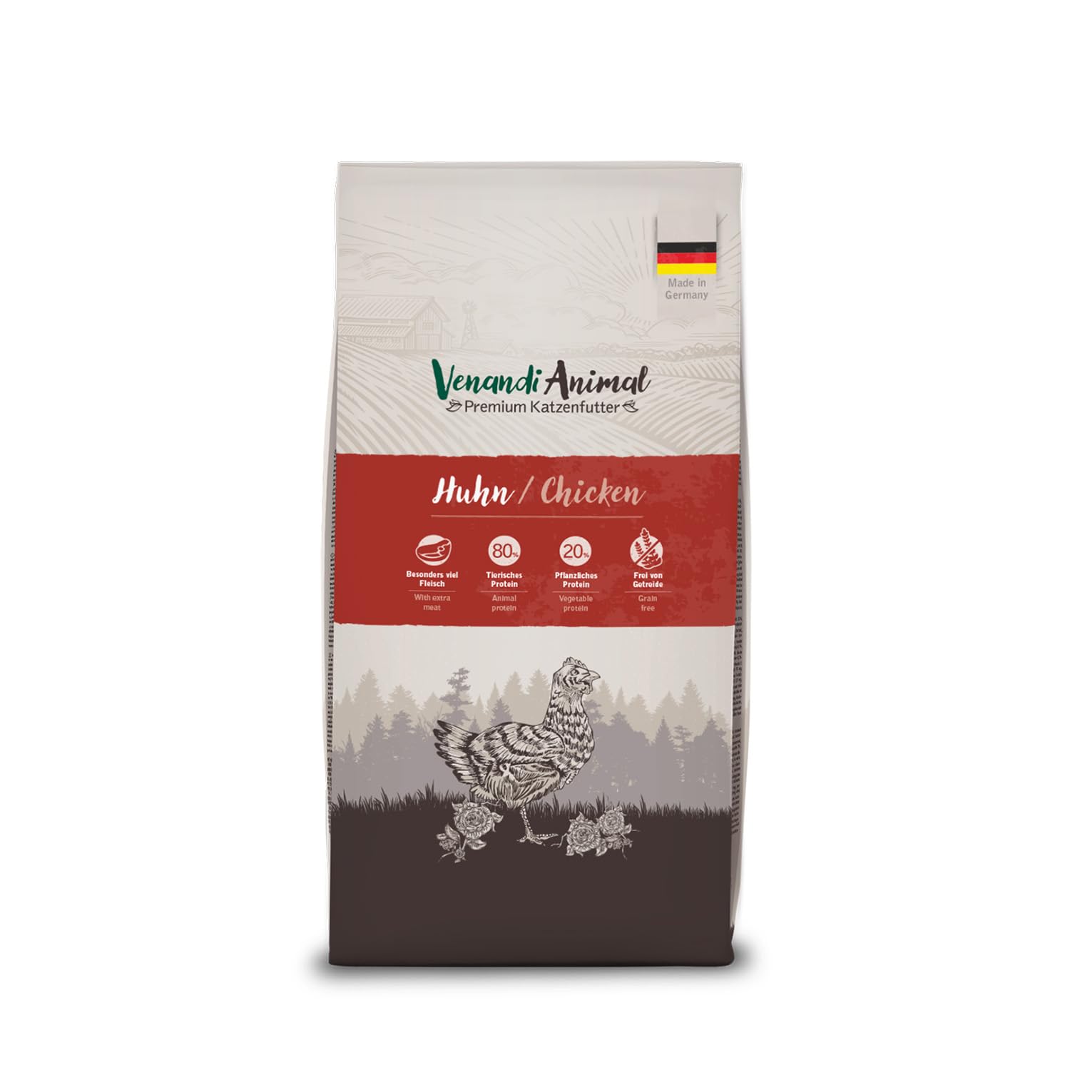 Venandi Animal Premium Cat Food, Chicken, with Plenty of Fresh Poultry, Dry Food, Grain-Free, Pack of 1 (1 x 1.5 kg)