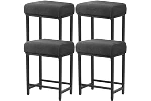 Levoberg Bar Stool Cover Rectangle Stretch Counter Height Barstool Slipcovers Rectangular Vanity Stool Cover Kitchen Counter Saddle Seat Cover for Wooden Metal Bench Set of 4 Dark Gray