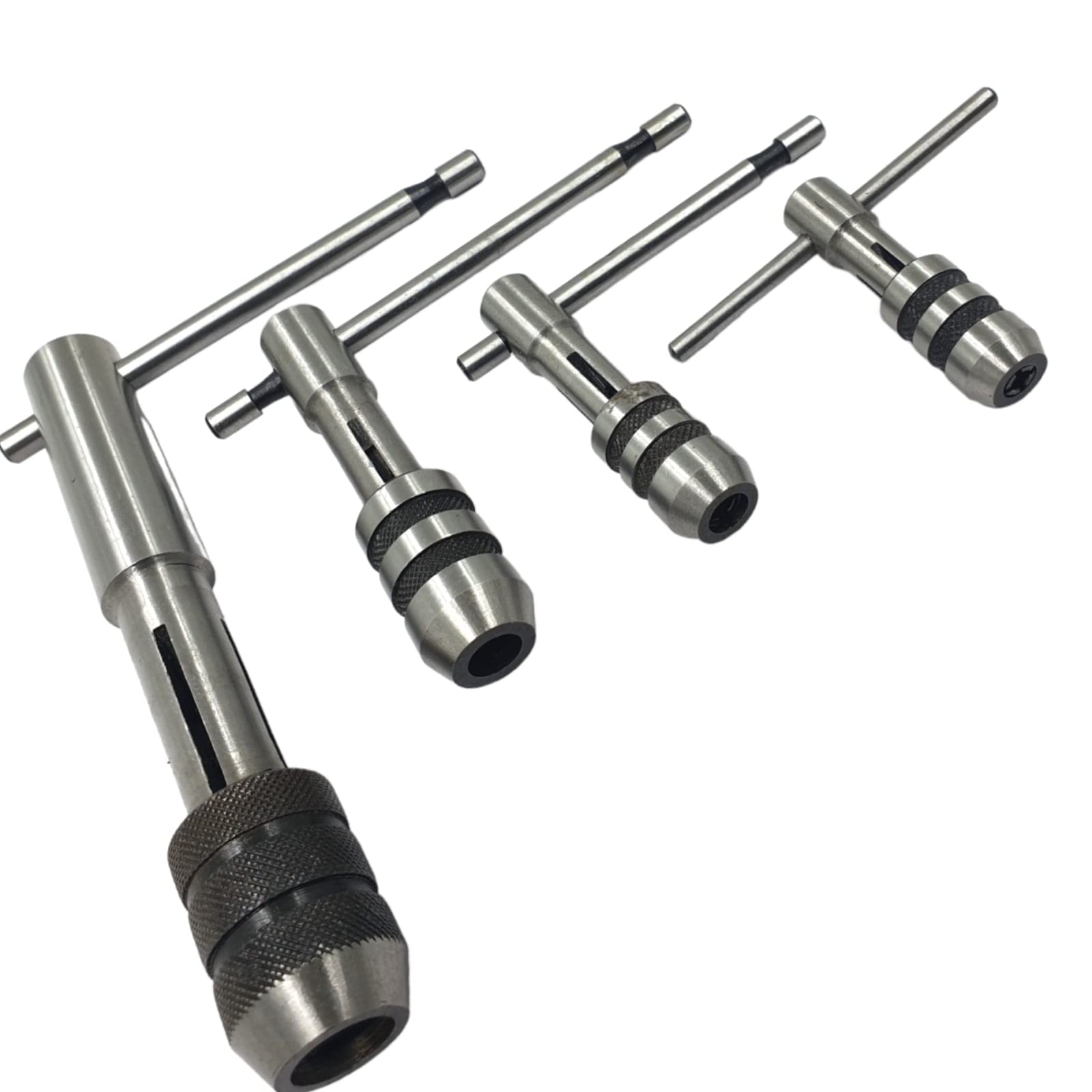 PRAZTECH T-Handle TAP Wrench Set of 4 Pcs Solid Collet Jaws for Tapping & REAMING