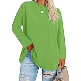 Fisoew Women's Plus Size Tops Long Sleeve Crew Neck Oversized T Shirts Loose Casual Tunics