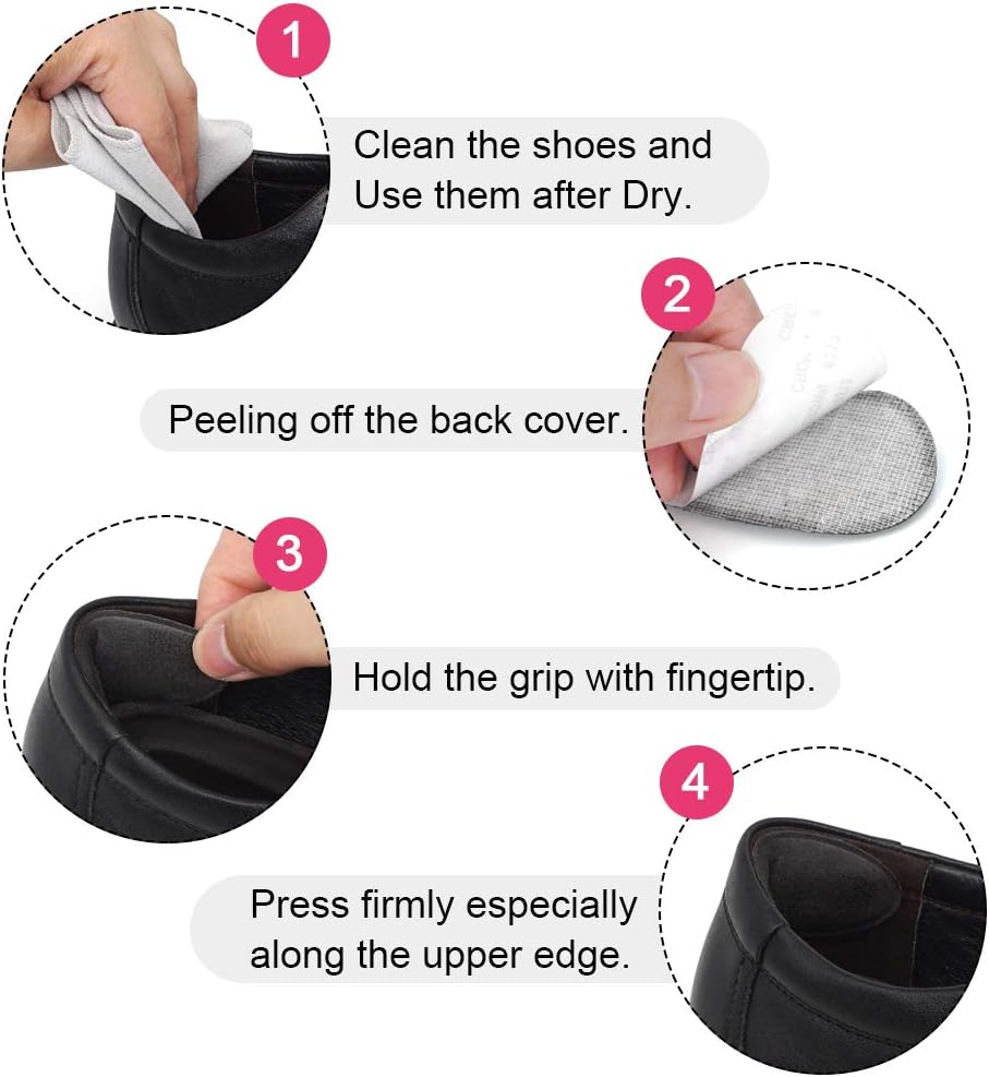 Dr. Foot’s Heel Grips for Men and Women, Self-Adhesive Heel Cushion Inserts Prevent Heel Slipping, Rubbing, Blisters, Foot Pain, and Improve Shoe Fit- 2pairs (Black): Health & Personal Care