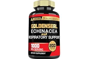 Mecisco Goldenseal Root Capsule Organic with Echinacea, Mullein Leaf, Plantain & More - 7 Premium Herbal Supports Immune System, Digestive Health, Smooth Breathing, and Body Management - 200 Capsules