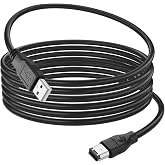 HATMINI 6FT Firewire 6Pin to USB Adapter Cable，USB 2.0 A Male Firewire IEEE 1394 6 Pin Convertor Cable for Printer, Scanner, Digital Camera, Hard Disk
