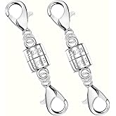 925 Silver Double Lobster Magnetic Necklace Clasps,Magnetic Necklace Clasps and Closures for Bracelet Necklace Extender (2pcs Silver)