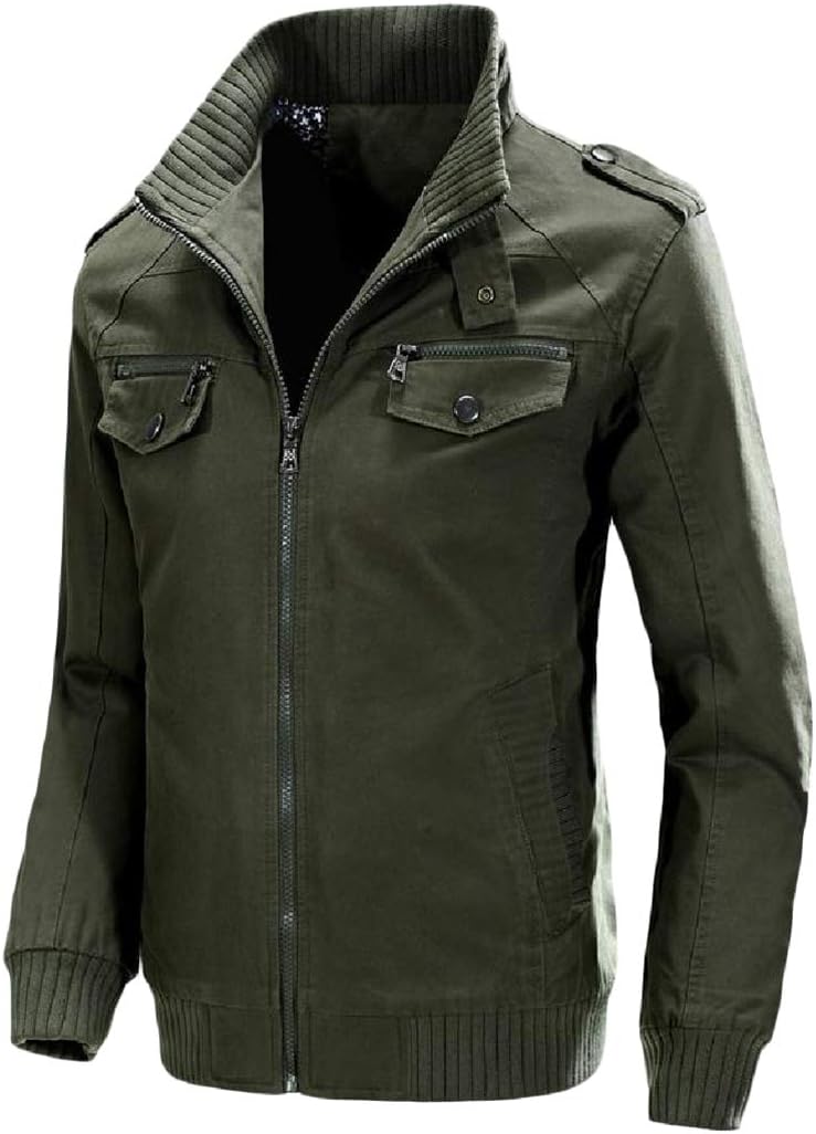 C&H Men Stand Collar Cargo Long Sleeve Coat Outerwear Tops Jacket