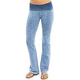 Hard Tail Roll Down Bootleg Flare Pant - Women's Breathable Yoga Pants Made in USA Mineral Blue (M)
