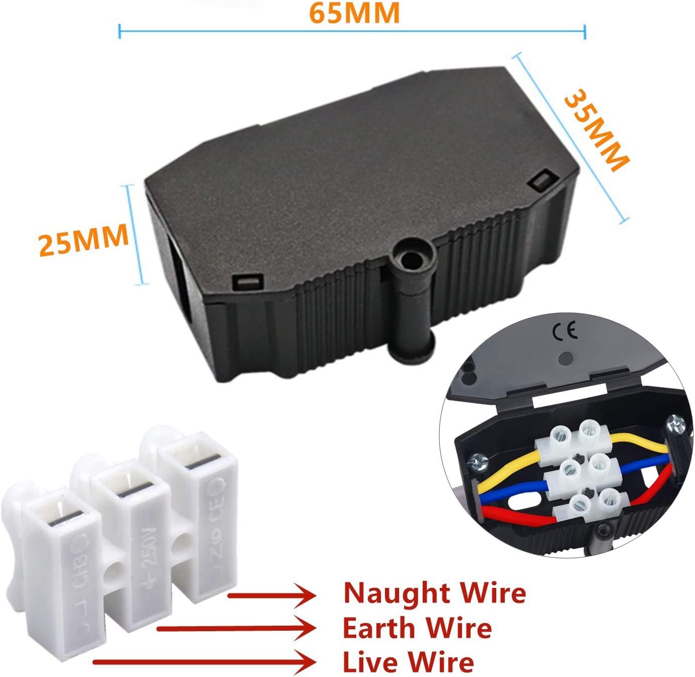 4 Sets Junction Box Plastic 3 Cable PA10 Cable Connector with Cable